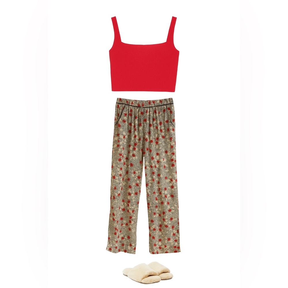 Topshop floral satin pajama pockets lounge pants